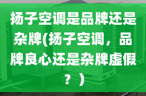 扬子空调是品牌还是杂牌(扬子空调，品牌良心还是杂牌虚假？）