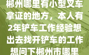 郴州哪里有小型叉车拿证的地方，本人有2年铲车工作经验想出去找开铲车的工作想问下郴州市哪里