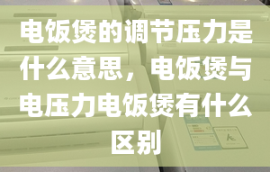 电饭煲的调节压力是什么意思，电饭煲与电压力电饭煲有什么区别