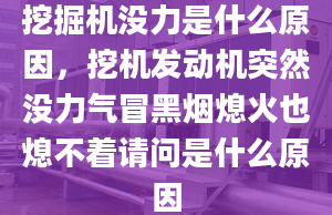 挖掘机没力是什么原因，挖机发动机突然没力气冒黑烟熄火也熄不着请问是什么原因