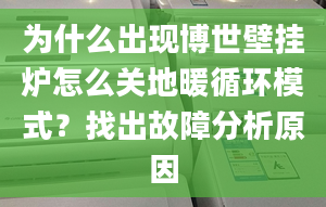 为什么出现博世壁挂炉怎么关地暖循环模式？找出故障分析原因