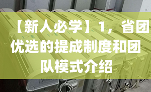 【新人必学】1，省团优选的提成制度和团队模式介绍