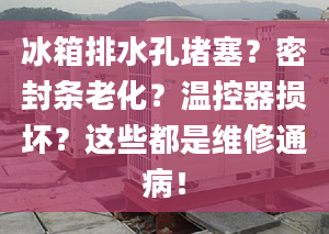 冰箱排水孔堵塞？密封条老化？温控器损坏？这些都是维修通病！