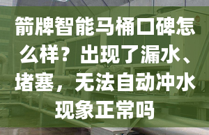 箭牌智能马桶口碑怎么样？出现了漏水、堵塞，无法自动冲水现象正常吗